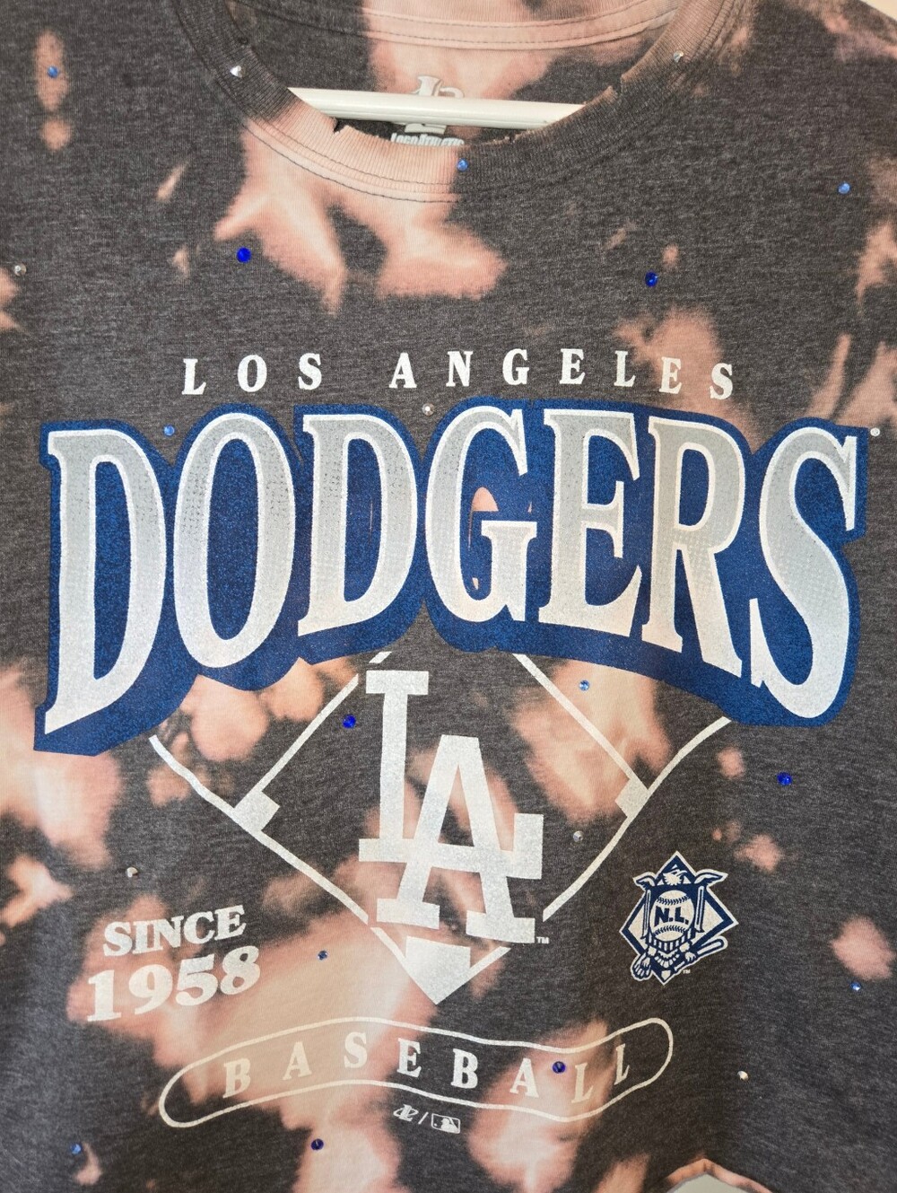 Los Angeles Dodgers Crop Top W/Rhinestones - Picture 3 of 6
